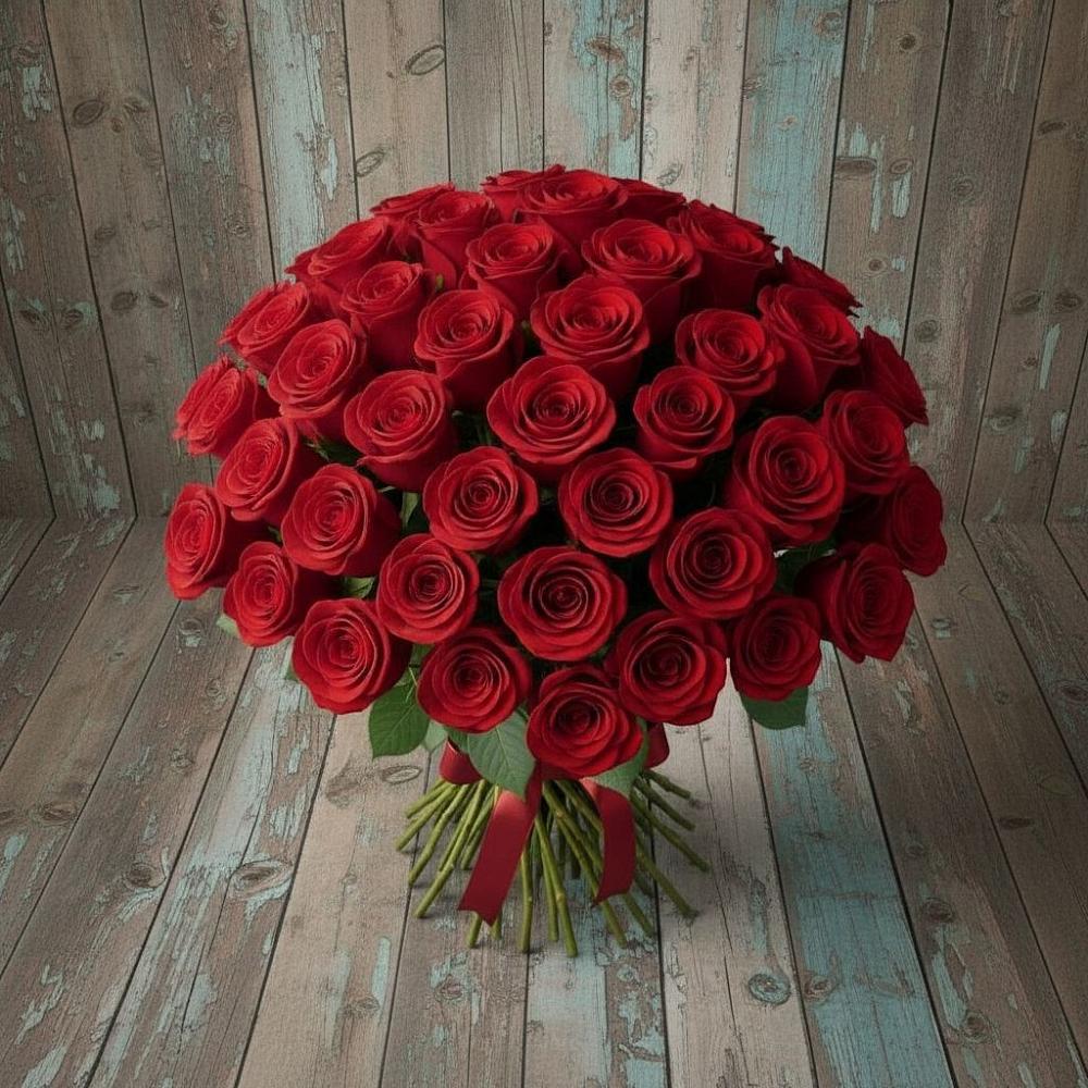 Букет 55 Красных роз Фридом в Зарубино