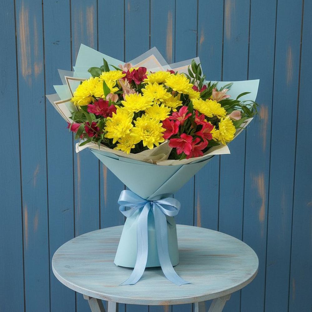 Букет цветов из: Альстромерии и Хризантемы в Зарубино