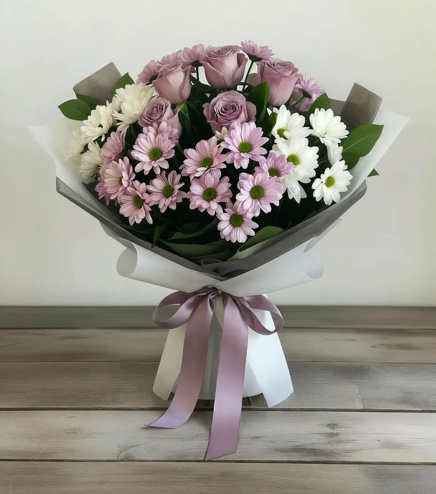 Букет цветов из: Хризантемы и Розы в Зарубино