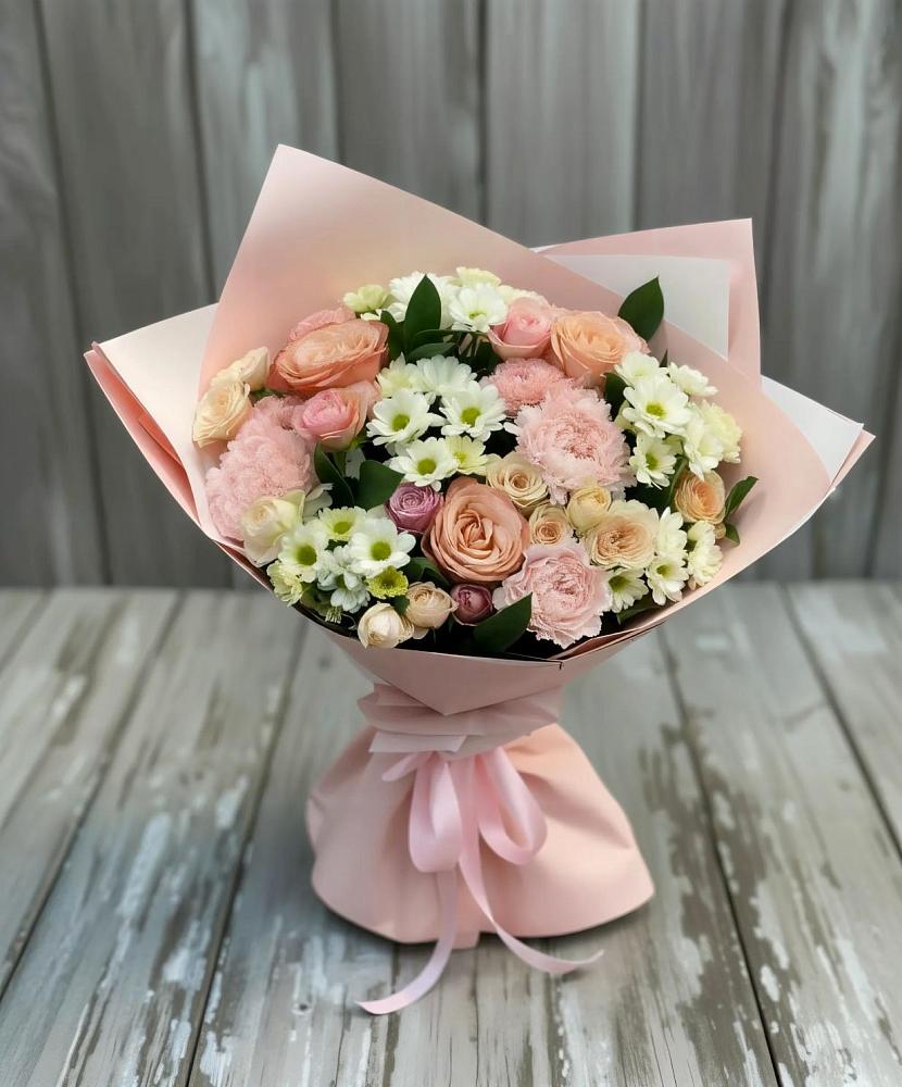 Букет цветов из: Гвоздики, Розы и Хризантемы в Зарубино