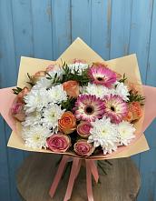 Букет цветов из:  Розы, Герберы и Хризантемы в Зарубино