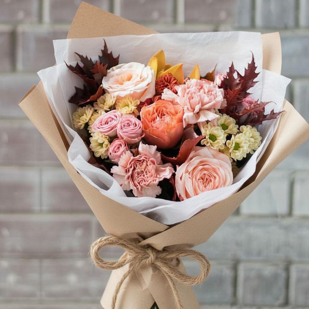 Букет цветов из: Гвоздики, Хризантемы и Розы в Зарубино