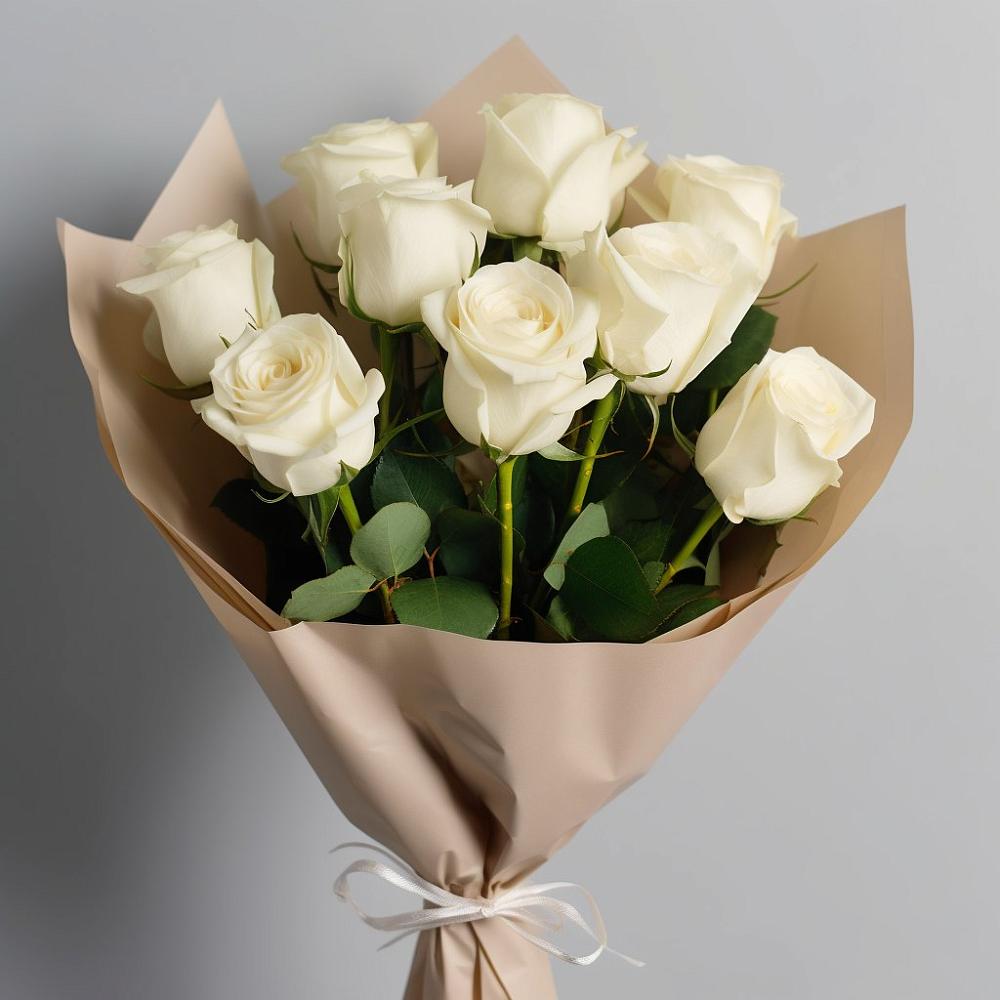 Букет 9 Белых роз Эдлесс Лав в Зарубино