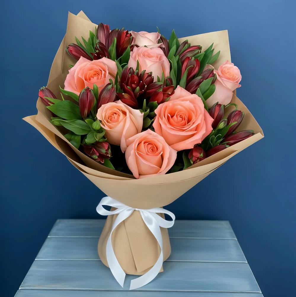 Букет цветов из: Розы и Альстромерии в Зарубино