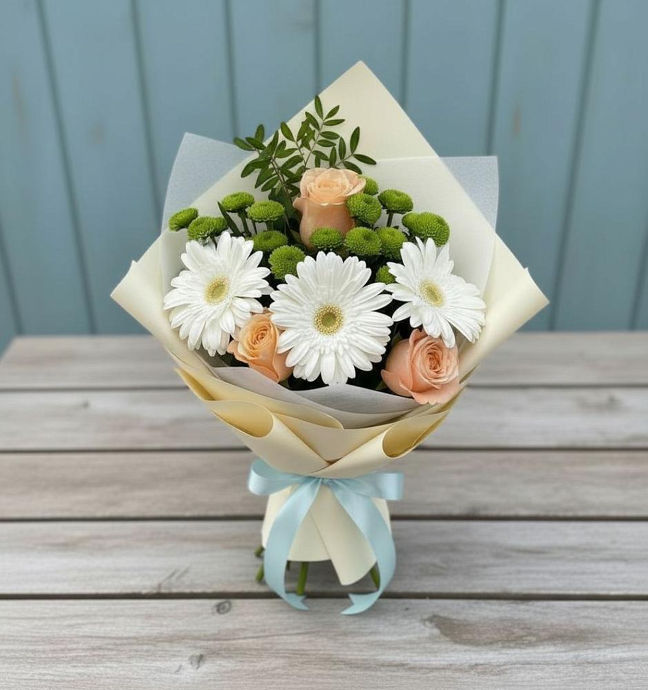 Букет цветов из: Герберы, Розы и Хризантемы в Зарубино