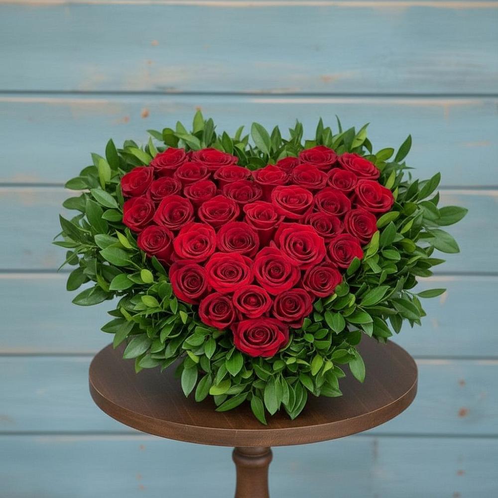 Цветочная композиция из Розы в виде сердца в Зарубино