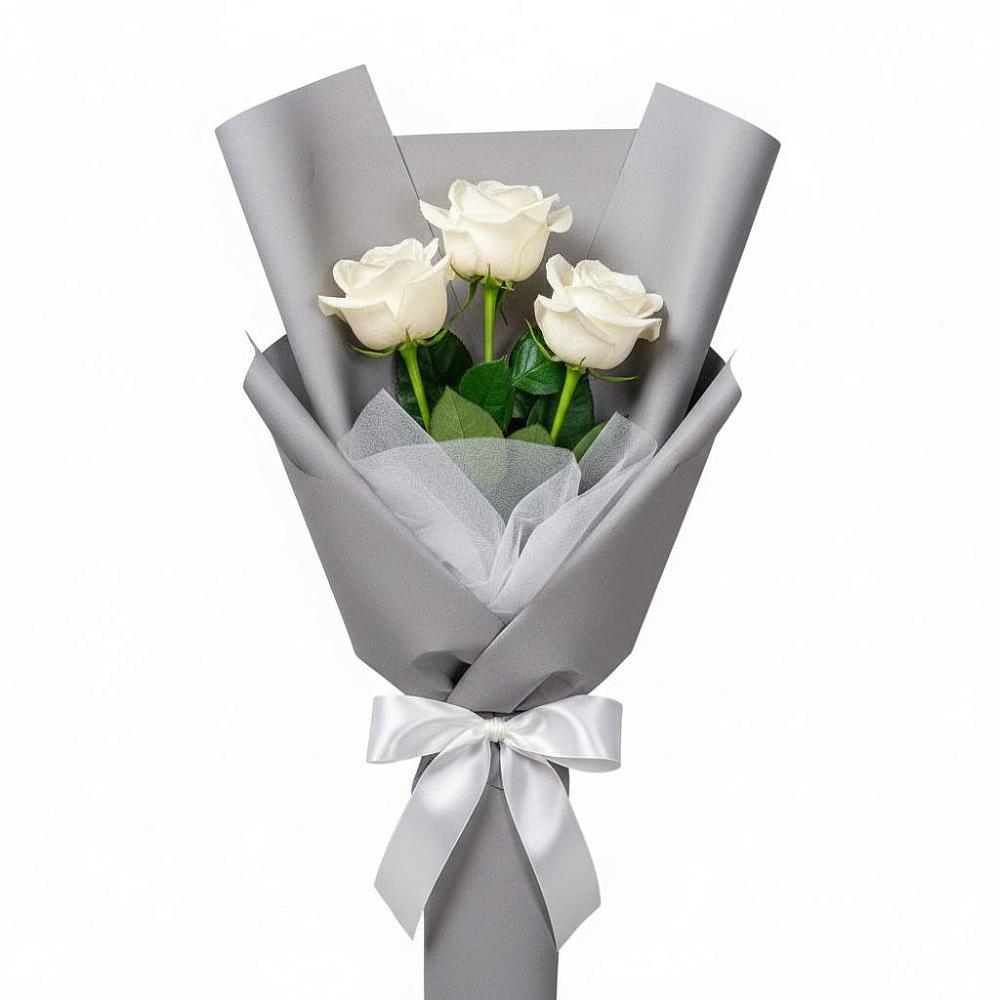 Букет 3 белые розы в Зарубино