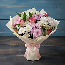 Букет цветов из:  Хризантемы, Альстромерии и Розы в Зарубино