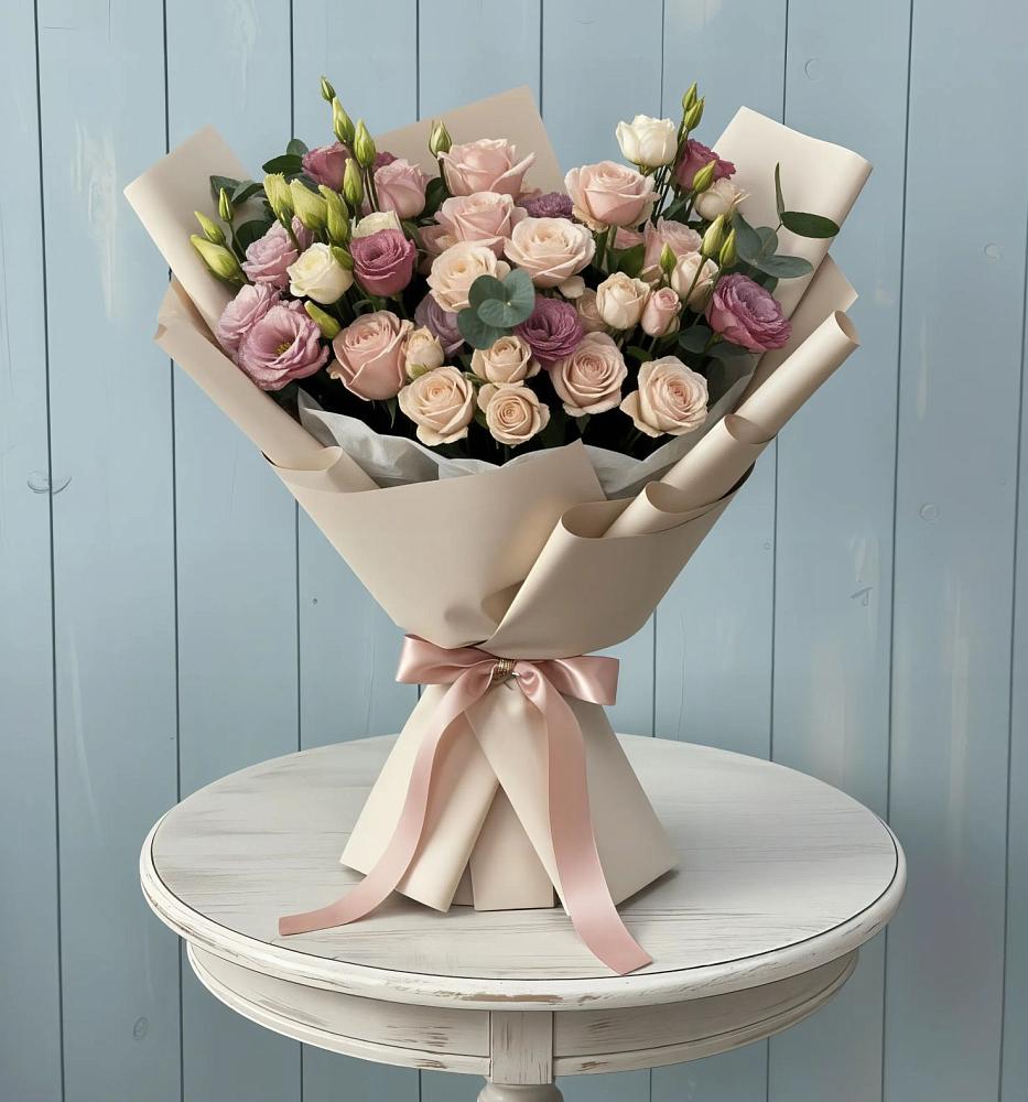 Букет цветов из: Розы и Лизиантусы в Зарубино