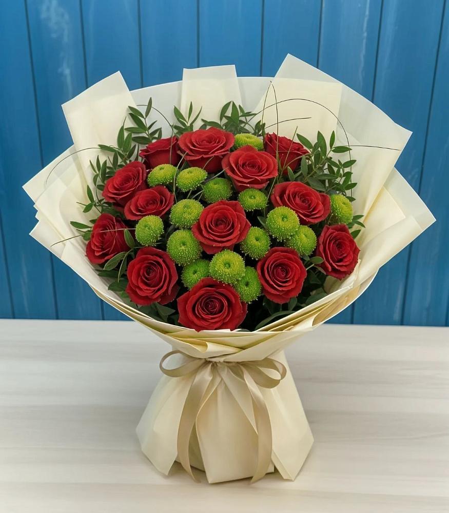 Букет цветов из: Розы и Хризантемы в Зарубино