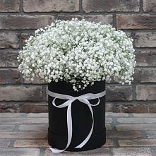 Цветочная композиция из Гипсофила в шляпной коробке в Зарубино